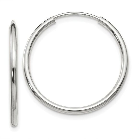 1.5mm, 14k White Gold Endless Hoop Earrings, 22mm (7/8 Inch) - Picture 1 of 4